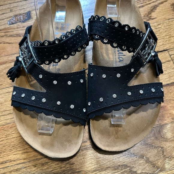 Betula Birkenstock Krystle Swarovski Jewel Sandals Black Sz 38/7 narrow - Picture 3 of 12